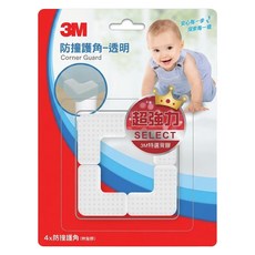3M 防撞護角 附背膠, 透明, 1組