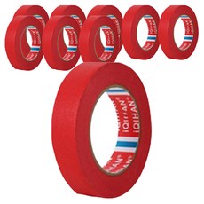 iQIHAN 칼라 마스킹 종이테이프 25mm x 15m, 레드, 9개