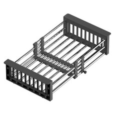 cofv 廚房用不鏽鋼伸縮碗盤瀝水架, 1層, 黑色