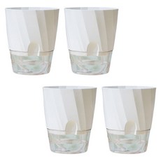 anplant 底部灌溉波浪紋自動給水塑膠花盆, 白色