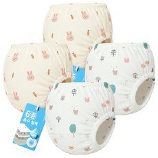 아띠래빗 유아용 순면 6중 배변훈련팬티, 4개, 토끼, 숲