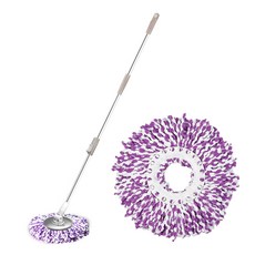 World Clean 高級旋轉拖把 + 旋轉拖把布 2件組, 1套, 隨機出貨