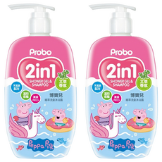 Probo 博寶兒 植萃洗髮沐浴露 2合1 艾草香氛 溫和低敏配方, 500ml, 2瓶