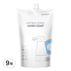 퓨어닷 유아 핸드워시, 베이비파우더향, 500ml, 9개