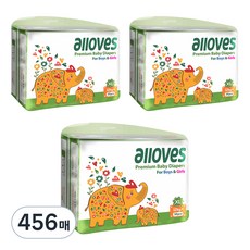 alloves 佰分愛 優質黏貼型尿布 男女通用 2包, 特大號 (XL), 456張