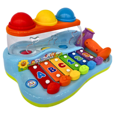 Hola Toys 啟迪智慧琴, 2合1 槌球手敲琴 六音階手敲琴, 混和顏色, 1個