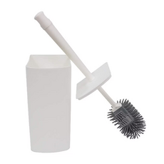 奇麗屋 省空間收納式馬桶刷組 PP+TPR材質 附收納盒, 10 x 10 x 41cm, 混合色, 1組