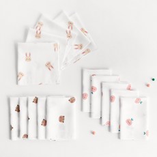 moms nature 嬰幼兒竹纖維壓紋手帕15入 + 禮盒組