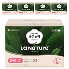 라네이처 좋은느낌 울트라슬림 생리대 날개형, 중형, 24개입, 5개