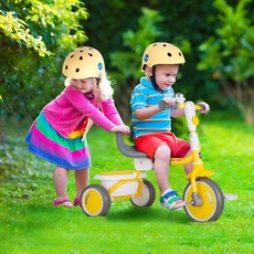 조코 아동용 폴딩 미니 세발자전거 + 어반형 헬멧 세트, 옐로우, 1세트