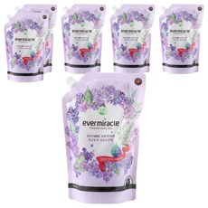 ever miracle EM 超濃縮衣物柔軟精 丁香花綻放香氛 補充包, 800ml, 6個