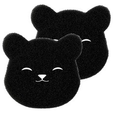 UTOOKII 造型毛絮吸附洗衣海綿 黑色, 小熊, 2個