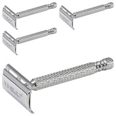 코메리 클래식 안전 양날 면도기 금속 실버 B0595, 1개입, 4개