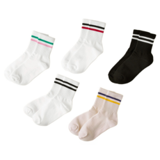 BASE ALPHA ESSENTIALS 兒童休閒條紋襪 5雙組 (2種款式)