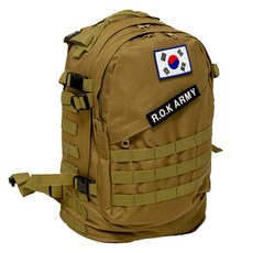 TERAWOOD K-SOLDIER軍背包 45L + 韓國國旗布徽章 + R.O.K ARMY文字布徽章組, 棕色(包), 藍色(太極旗)