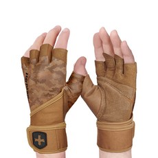 하빈져 프로 리스트랩 글러브 2.0 헬스 손목보호대 겸용 장갑 양손 세트, 탄 카모, 1세트