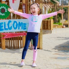 bay b 女童款兔子泳裝緊身褲組合