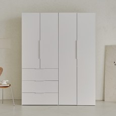 웰퍼니쳐 카린 2단 행거형 + 3단 서랍장 높은 옷장세트, 화이트