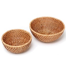 藤製小吃藤製籃子 2p 套組 F701, 混色, 1套