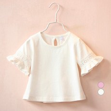 꼰띠키즈 여아용 통기성 펀칭레이스 티셔츠