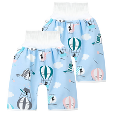 小綠豆居家百貨 日本竹纖維隔尿褲 高腰護肚 寶寶戒尿褲, M號(36 x 17cm), 熱氣球, 2件