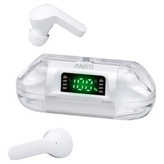 RASTO 太空艙電量顯示TWS真無線藍牙5.3耳機, RS53, 白色