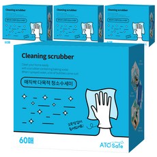 Maejikssak 多功能清潔菜瓜布 60入 + 中號橡膠手套雙手組, 4套