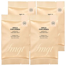 THE FACE SHOP 菲詩小舖 Gold Collagen安瓶兩用粉餅替換芯 SPF40 PA++ 9.5g, 4個, 201 Apricot Beige