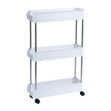 JOEKI 夾縫淺層收納推車 夾縫推車窄 40 x 13.5 x 66.5cm, 白色, 3層