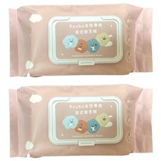 KeSHO 女性專用溼式衛生紙 粉色, 2個, 5.7g, 70張