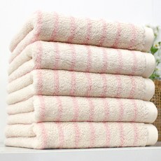 SOFT TOUCH 先染摩登條紋飯店毛巾 200g 40支精梳棉, 5個, 摩登-寶寶粉