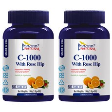 ESMOND NATURAL 愛司盟 緩釋型維生素C1000玫瑰果錠 (純素), 60顆, 2罐