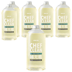 CHEF CLEAN 淨毒五郎 碗盤清潔劑補充瓶, 符合衛福部食品洗劑級高標製造, 適用於各種食材、食器的清潔, 1L, 6瓶