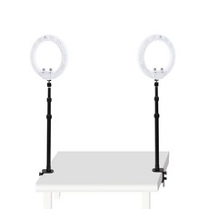대한 방송 음식 소품 사진 촬영 조명 장비 클램프 링라이트 화이트 26.5 x 2 cm + 3단 데스크 거치대 세트, 2세트