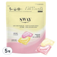 韓國 SWAY 洗碗機多合一液體膠囊洗滌劑 檸檬酸蘋果香 55入, 440g, 5個