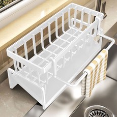 Hanju自動排水菜瓜布架, 白色, 1個