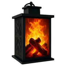 히즈엔 벽난로 불멍 무드등 인테리어 조명 대형, 블랙