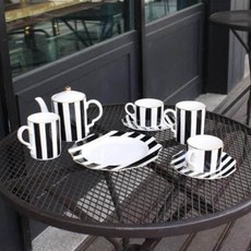 LIEN'CERAMIC Goldendew 條紋茶壺套組, 1組, 9入