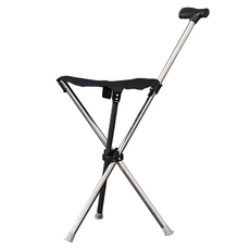 편리홈 초경량 접이식 어르신 지팡이 겸용 의자, 실버, 1개