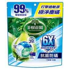 farcent 花仙子 茶樹莊園 6X濃縮科技洗衣球 抗菌防蟎 12g, 26顆, 1袋