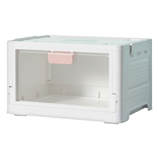 摺疊收納箱 大號單開門, 粉色, 1個