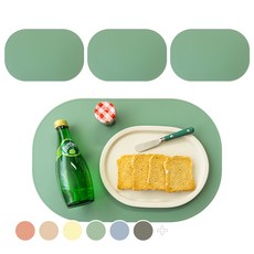 LOHJA 韓國製圓形矽膠餐墊 4入, 435 x 285 mm, 粉綠