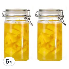 多用途玻璃密封儲物罐, 6個, 1.2L