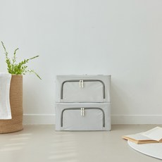 LIV MOM 家用大容量高級現代風收納箱, 灰色, 2個