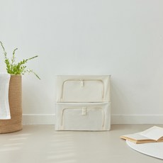리브맘 홈 대용량 프리미엄 모던 리빙박스, 아이보리, 2개