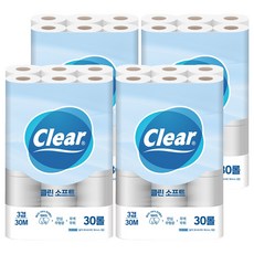 Clear 3層潔淨柔軟天然紙漿衛生紙, 30m, 30捲, 4套