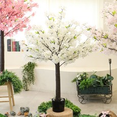 조아트 조화나무 인조목 라일락 화분형 150cm, 화이트, 1개