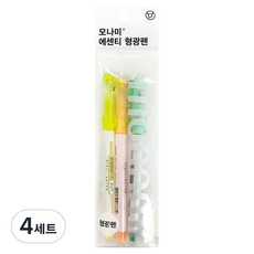 모나미 에센티 소프트 형광펜 3종 세트, 노랑 + 주황 + 녹색, 4개