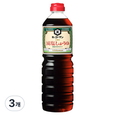 KIKKOMAN 龜甲萬 低鹽 減鹽醬油, 1L, 3個
