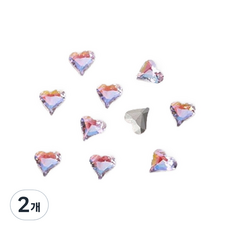 Beauty Flow 極光粉色美甲方鑽 V形切割水鑽配件 8 x 9mm 10入, 2個, A2 纖細愛心